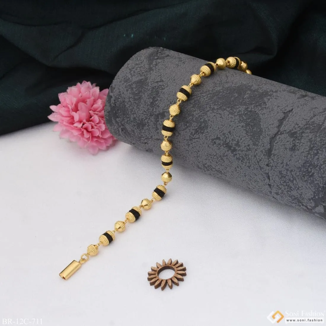 1 Gram Gold Plated Cute Design Best Quality Rudraksha Bracelet for Men - Style C711