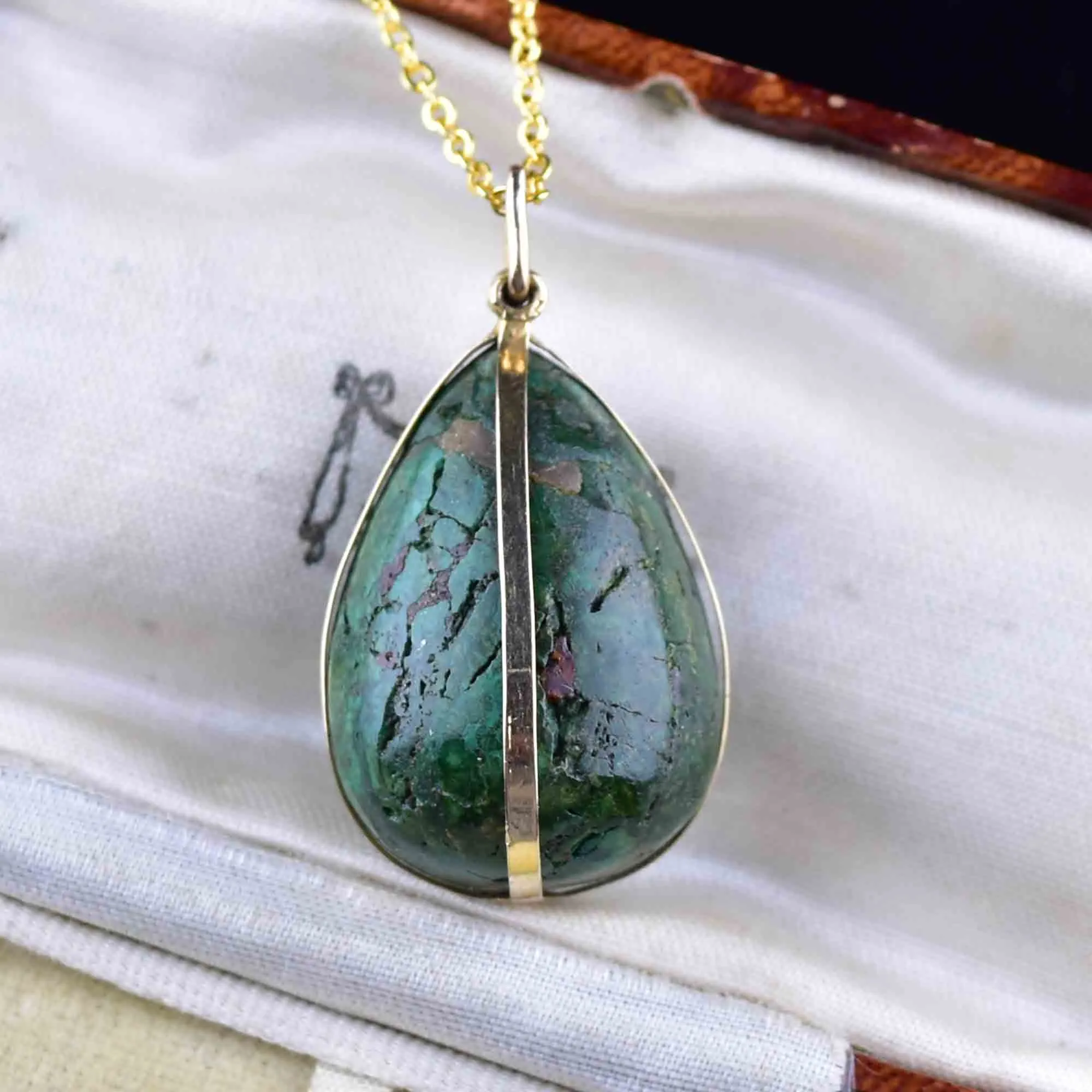 14K Gold Connemara Marble Egg Pendant Necklace