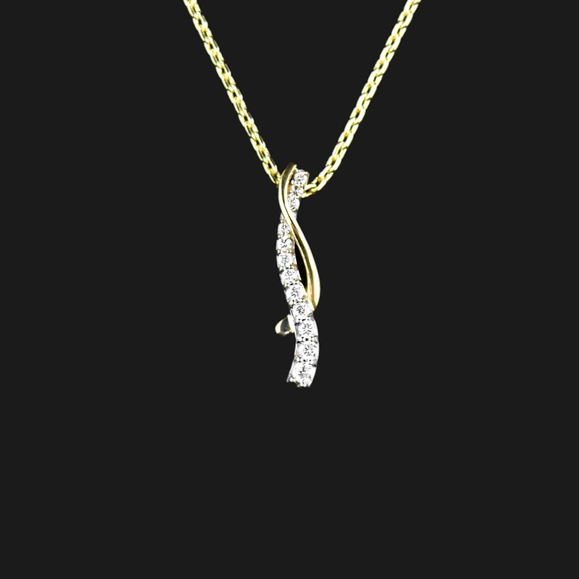 14K Two Tone Gold Diamond Journey Pendant Necklace