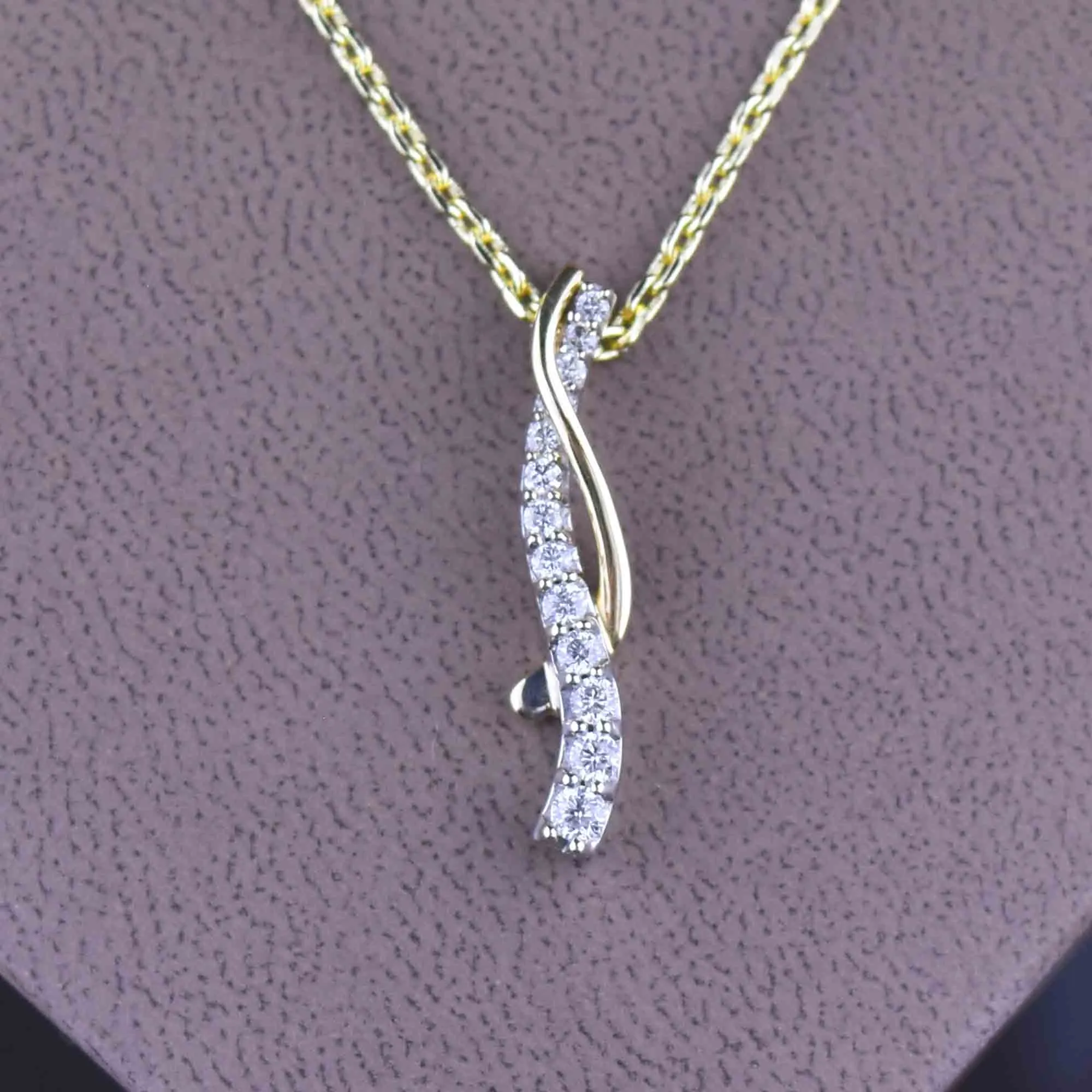 14K Two Tone Gold Diamond Journey Pendant Necklace