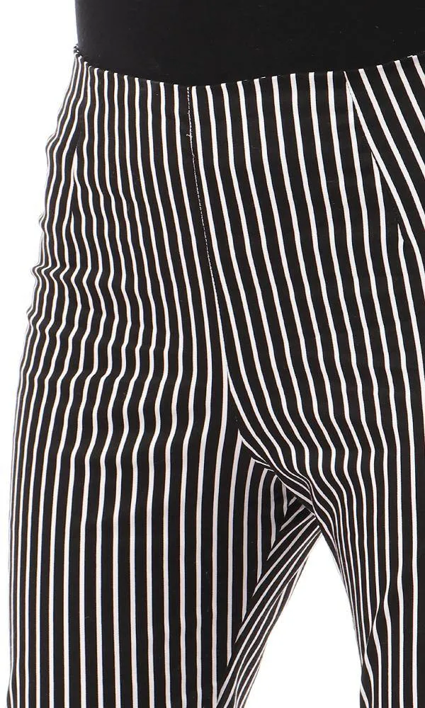 57318 Striped Stylish Pants - Black & White