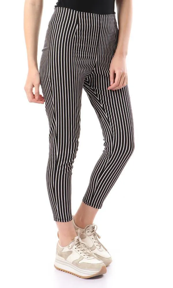 57318 Striped Stylish Pants - Black & White