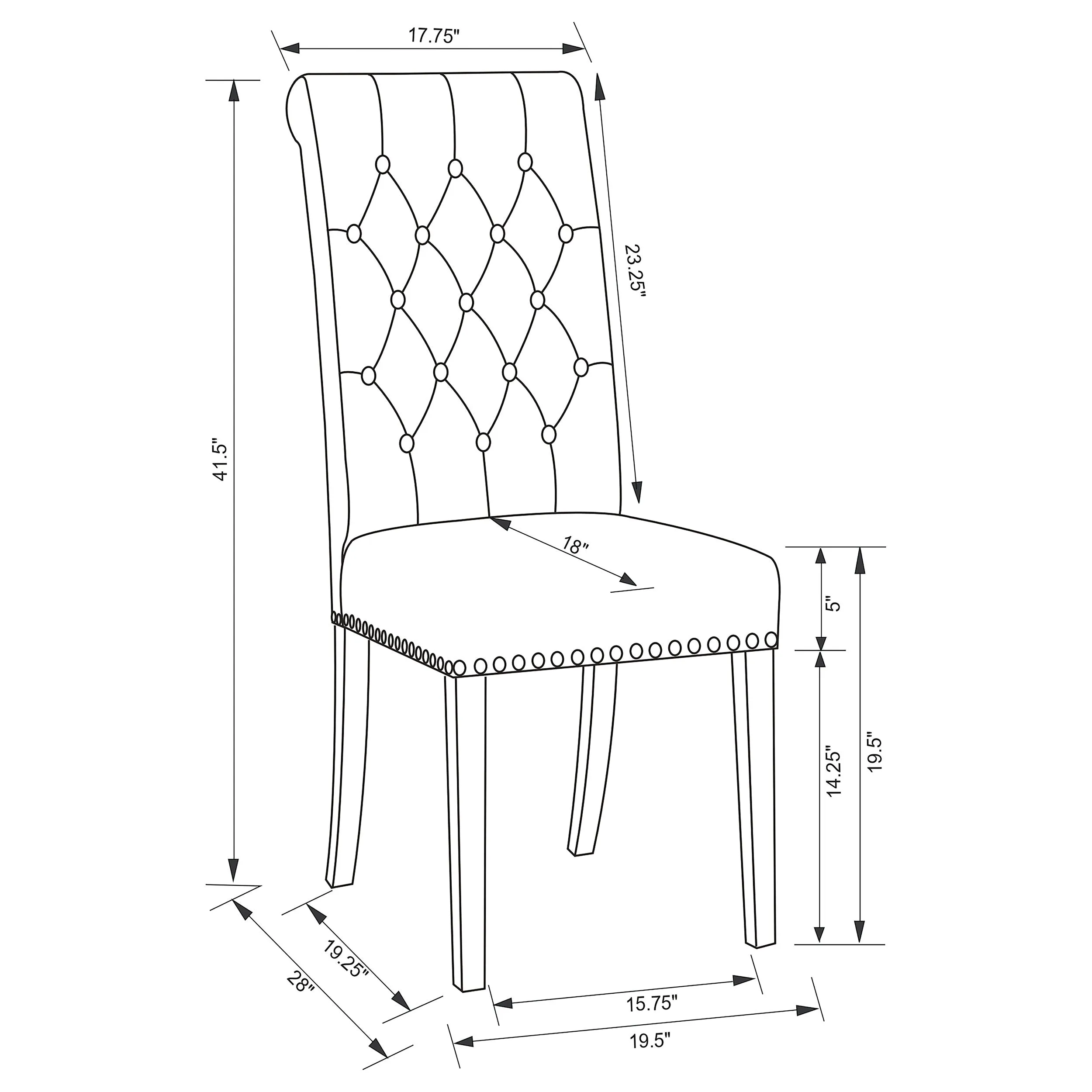 Alana Fabric Upholstered Dining Side Chair Grey (Set of 2)