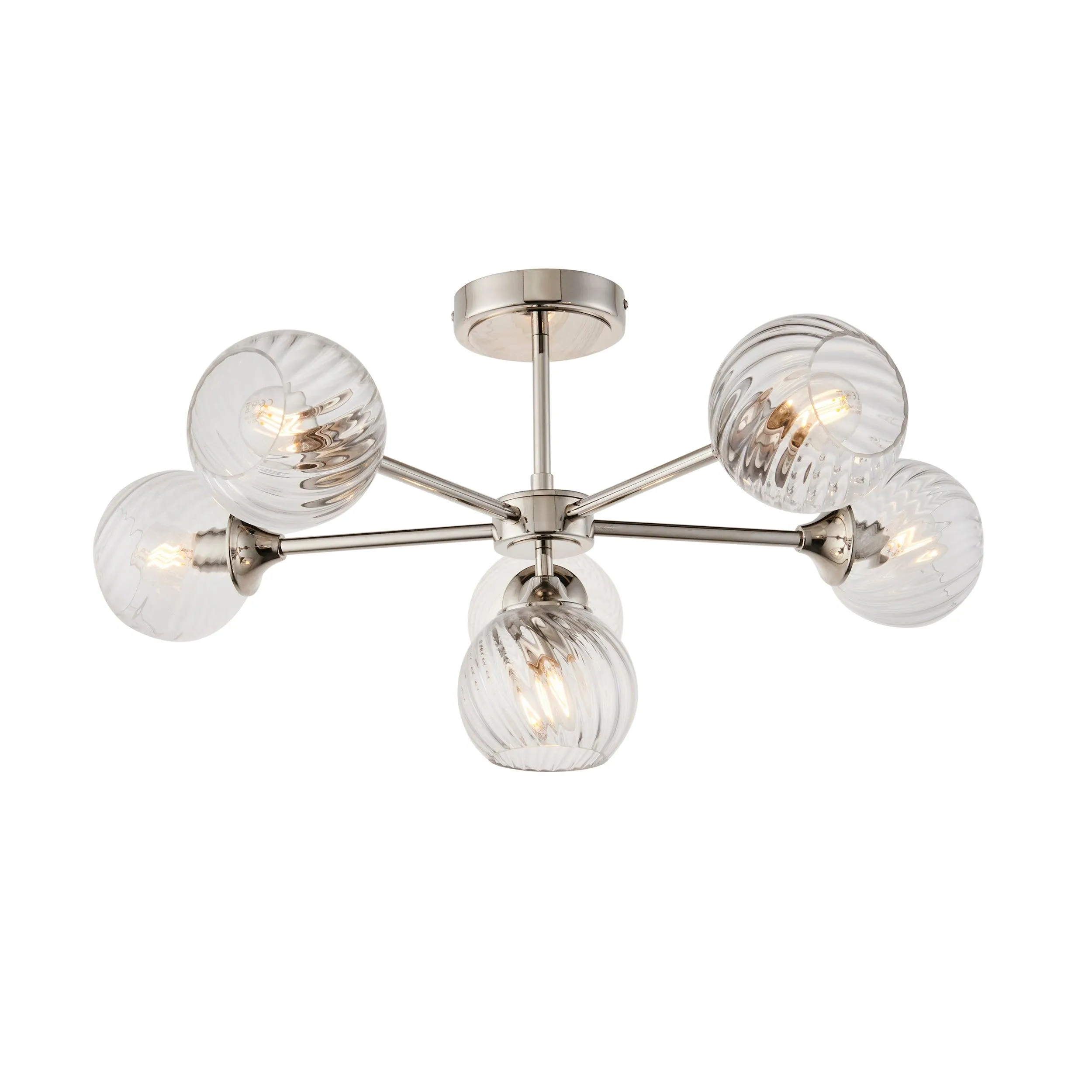 Allegra 6 Light Nickel Semi Flush - Glass Shades