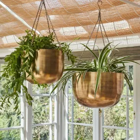 Antique Brass Hanging Planter