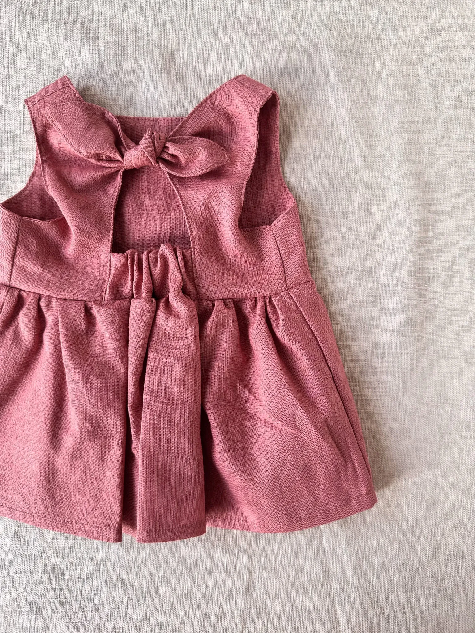 Arabella baby dress / linen - rose clay