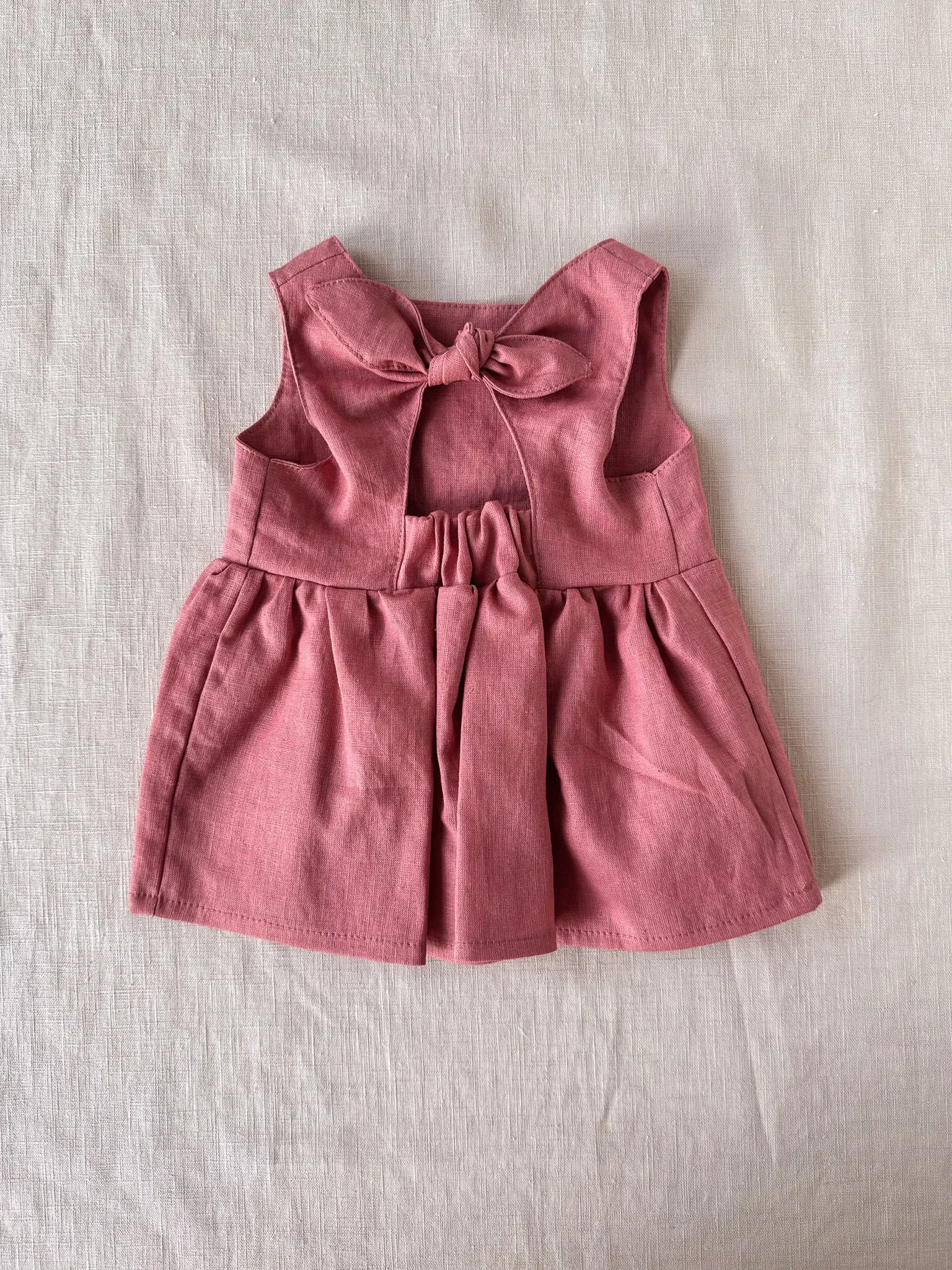 Arabella baby dress / linen - rose clay