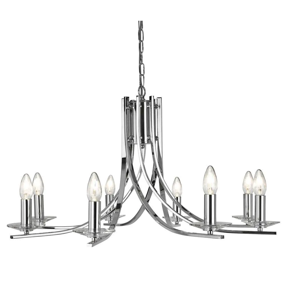 Ascona 8 Light Chrome Chandelier With Glass Sconces