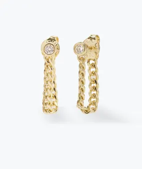 Baby Julian Soft Chain Hoops Gold|White Diamondettes