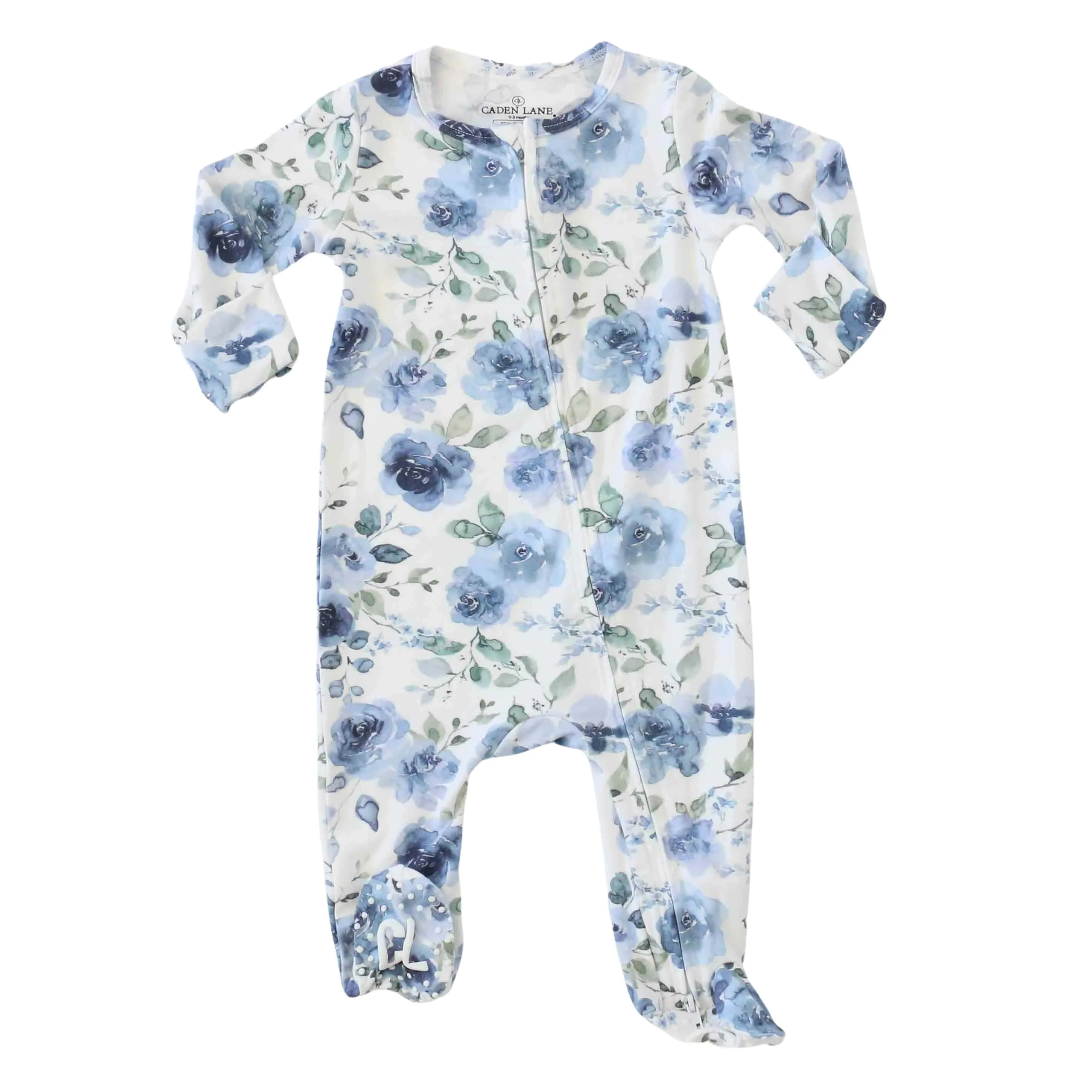 Bailey's Blue Floral Zipper Footie