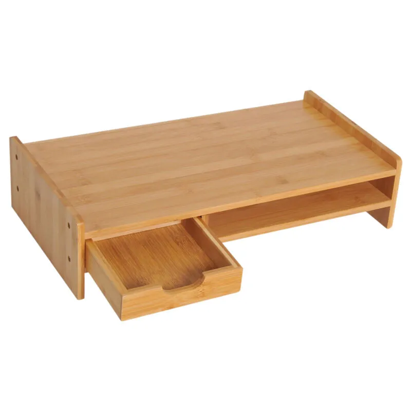 Bamboo Single Drawer Monitor Riser Stand