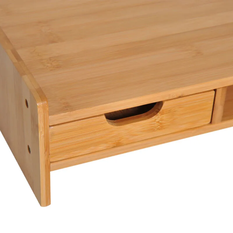 Bamboo Single Drawer Monitor Riser Stand