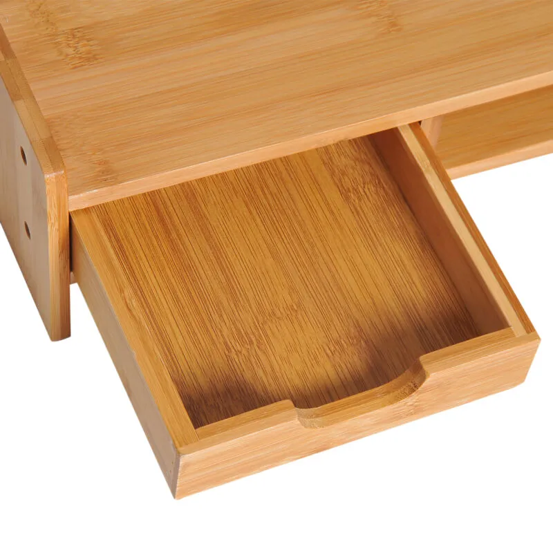 Bamboo Single Drawer Monitor Riser Stand