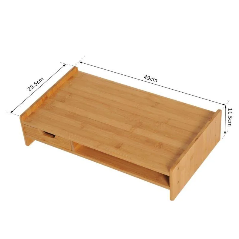 Bamboo Single Drawer Monitor Riser Stand