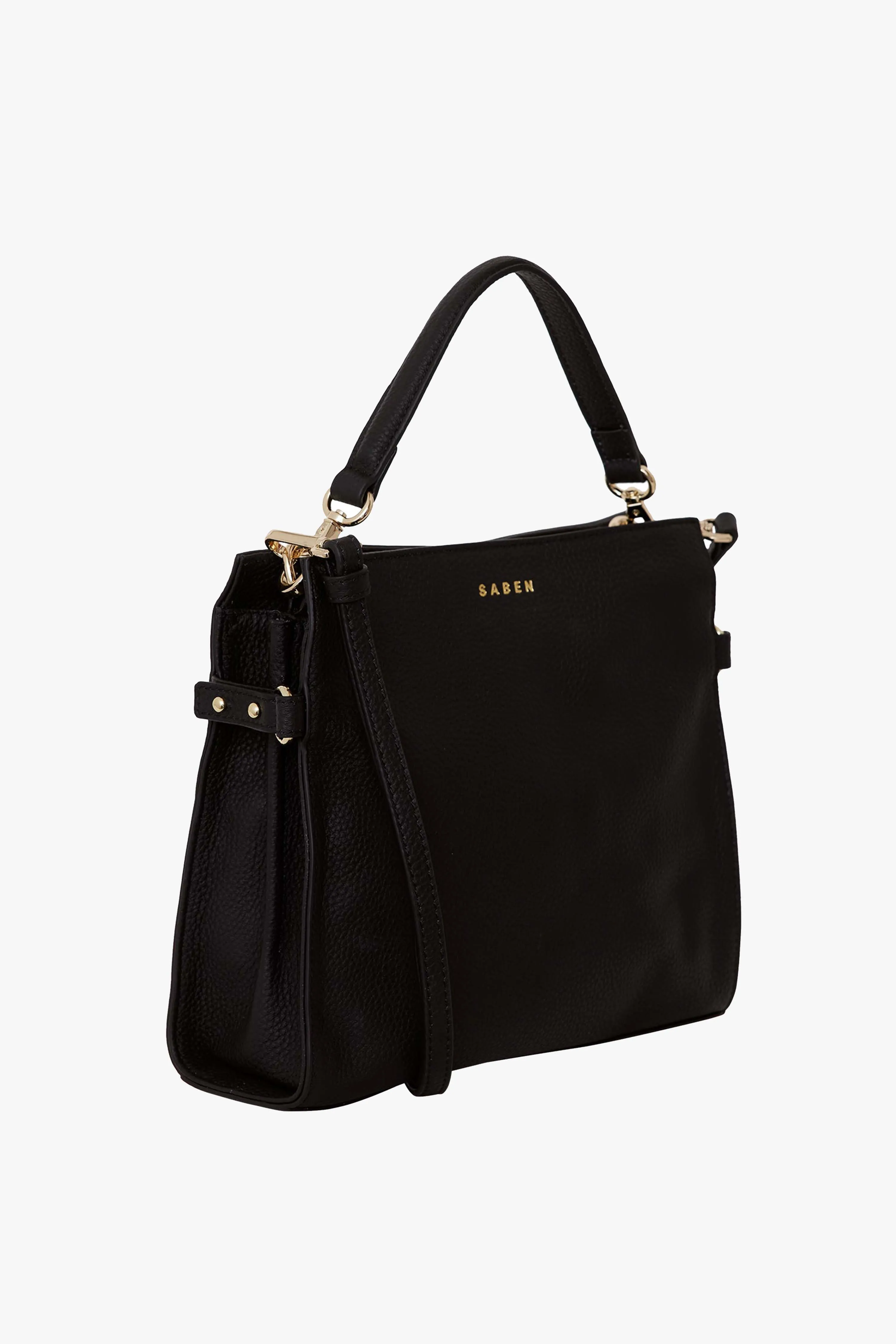 Bea Black Leather Square Crossbody Bag