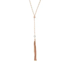 Before The Sunset Pearl Lariat- Rose Gold