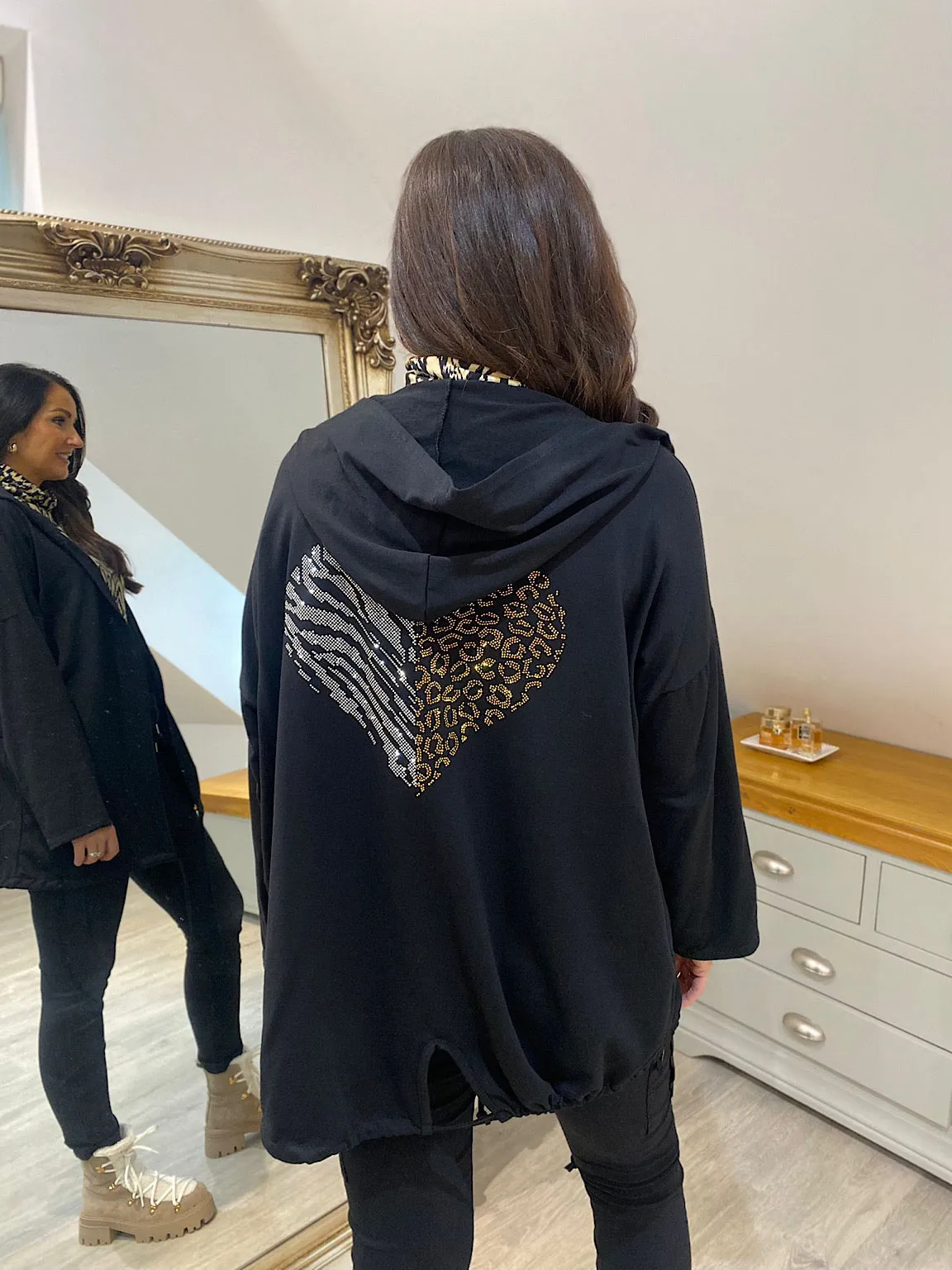 Black Embellished Animal Heart Jacket Margo