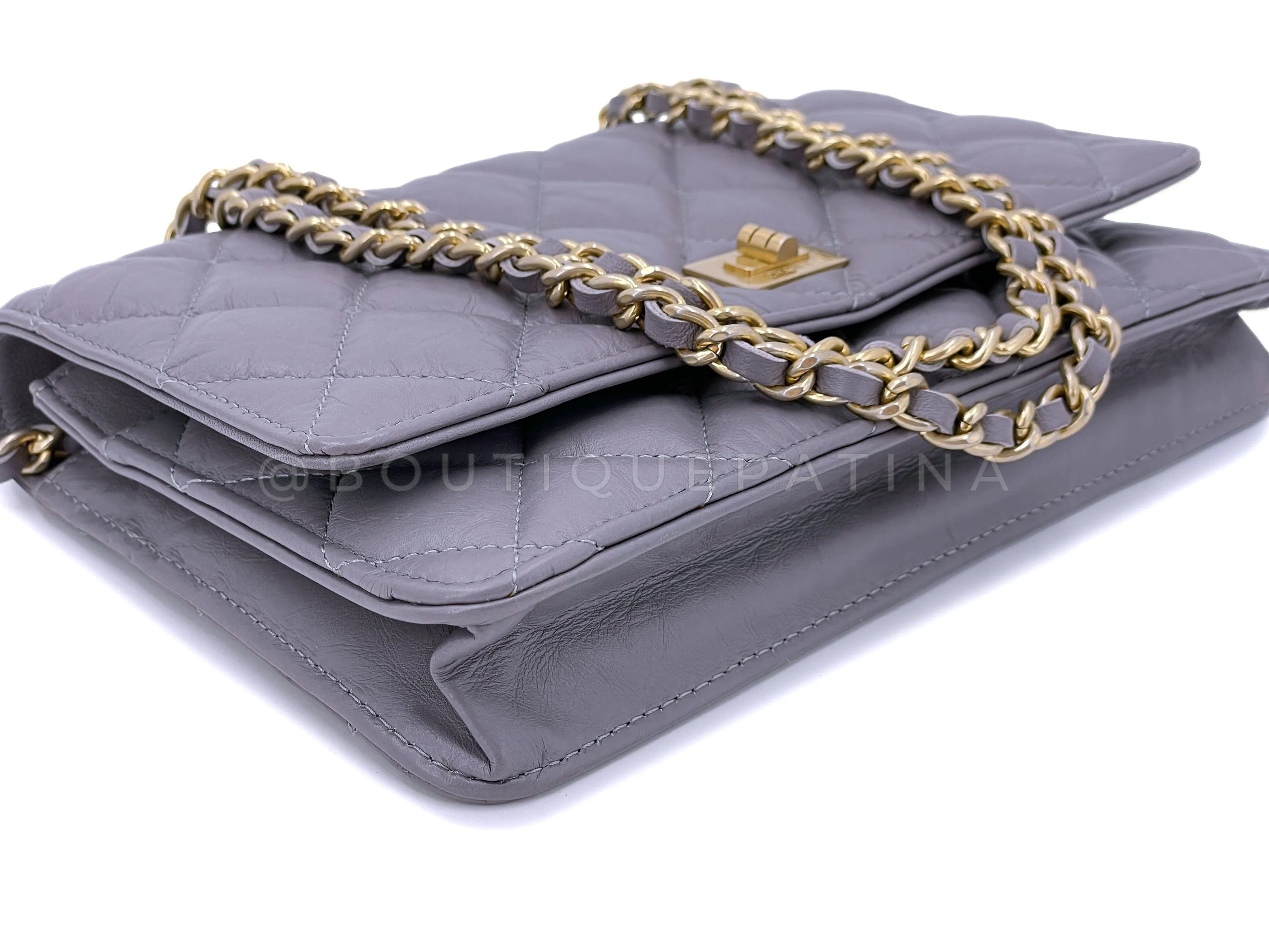 Chanel 2011 Lavender Gray Reissue Wallet on Chain Flap Bag  WOC GHW