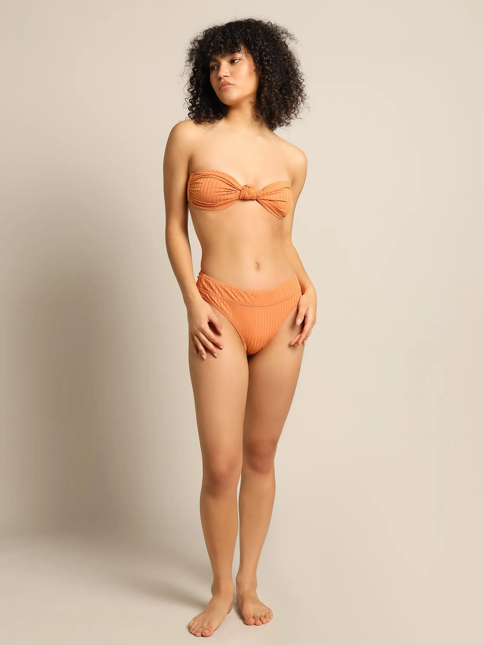 Classic High Waist Bikini Briefs in Papaya