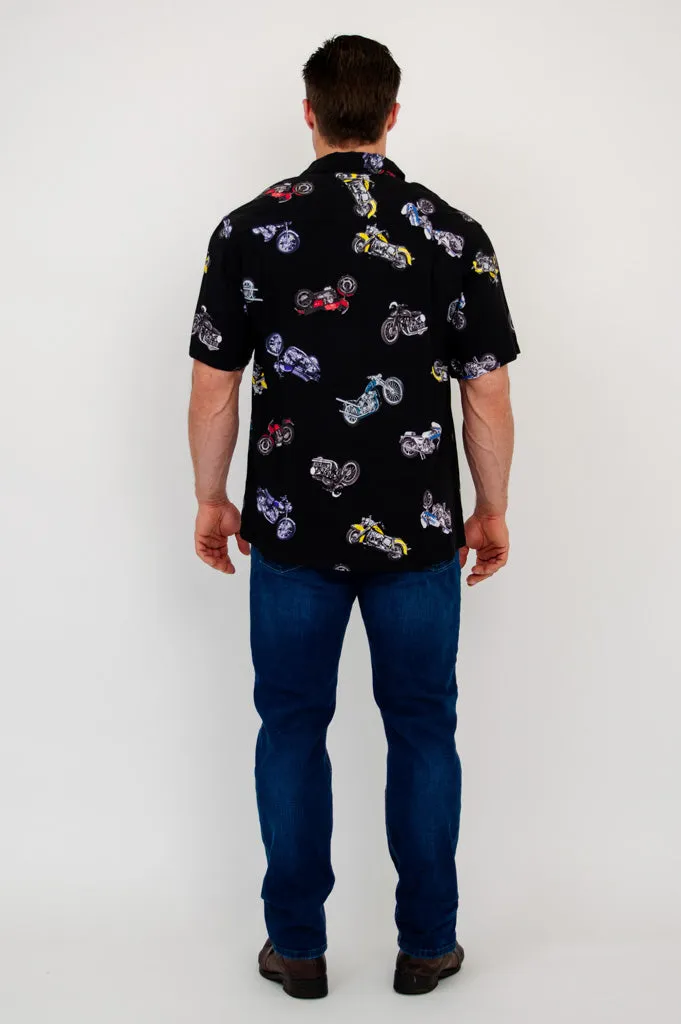 Dino Shirt, Motorcycle, Woven Bamboo