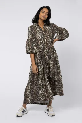 ELISE BALLOON SLEEVE DRESS (LEOPARD)