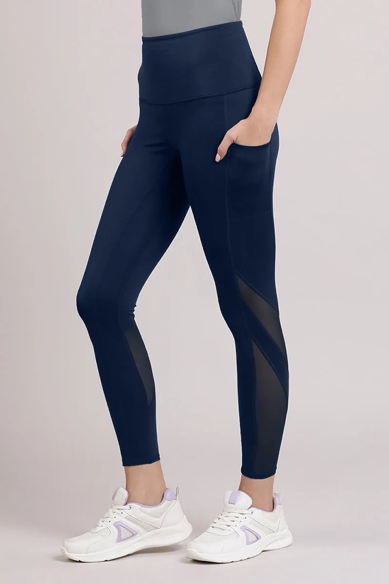 Energize Panelled Tights - Pageant Blue