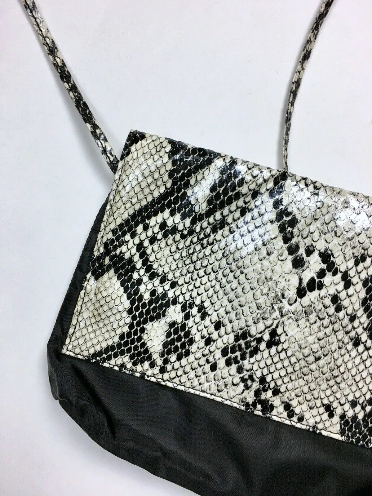 Falchi by Falchi White & Black Snakeskin Print Purse