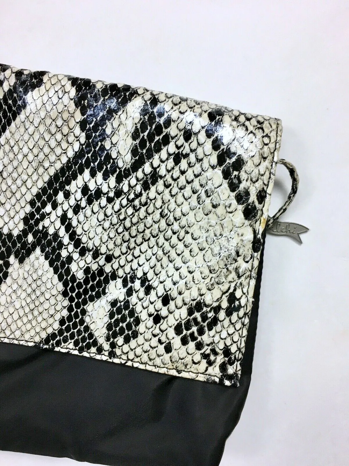 Falchi by Falchi White & Black Snakeskin Print Purse