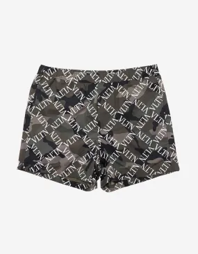 Green Camouflage VLTN Grid Swim Shorts -