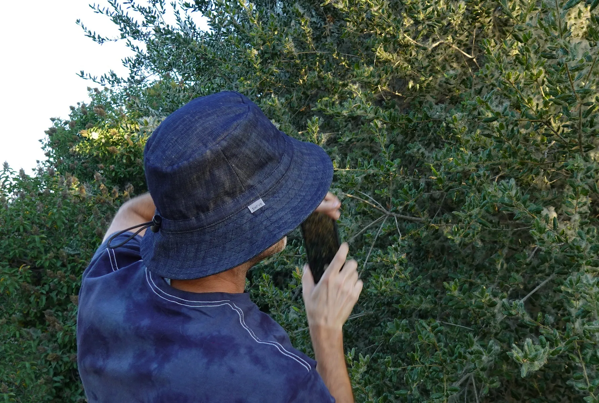 indigo linen denim BUCKET HAT