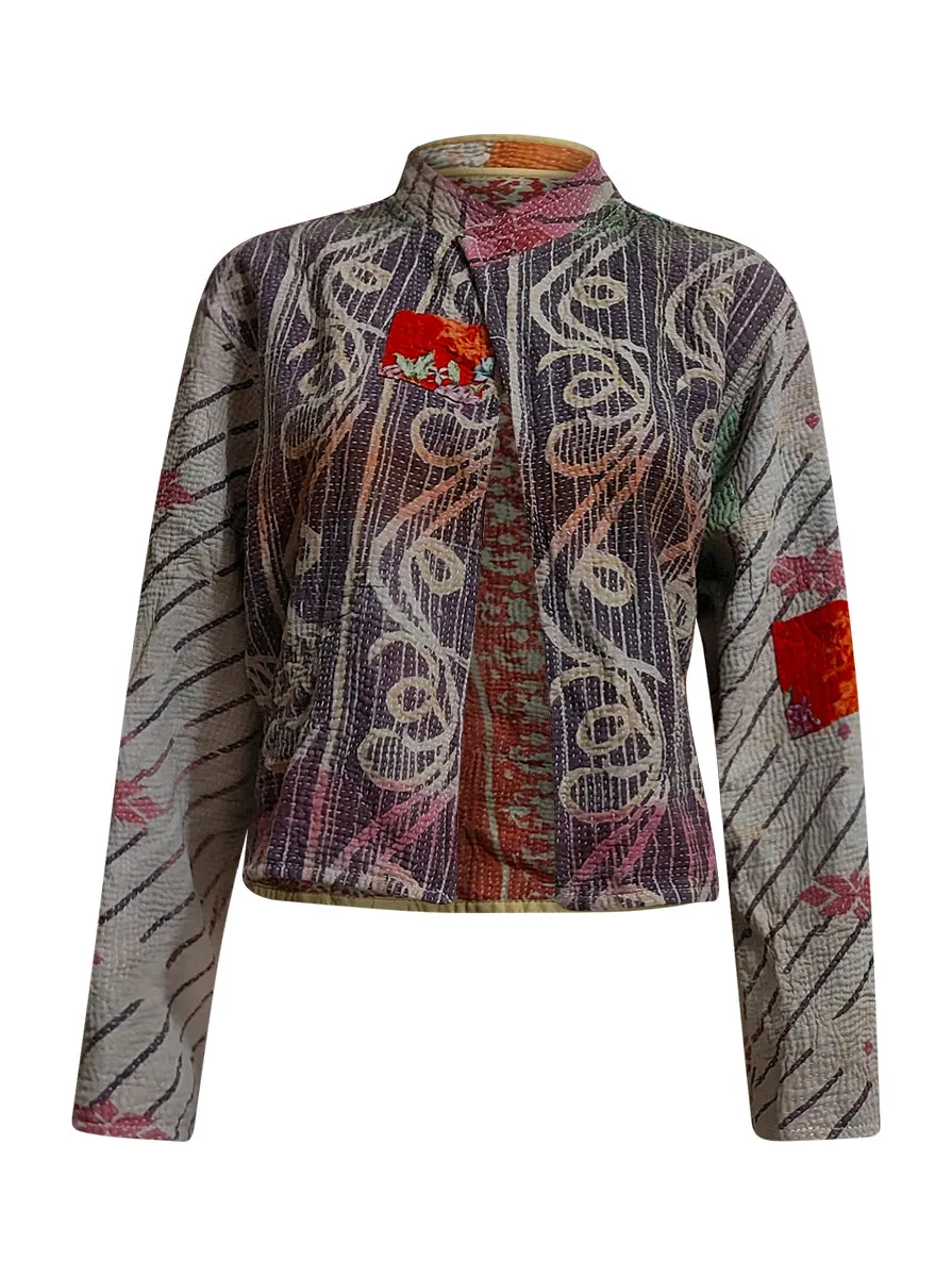 kantha vintage crop jacket lama