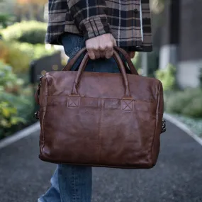 Leather Briefcase Messenger Bag Laptop Bag Satchel Bags for Men briefcases Office Bag (Tan)