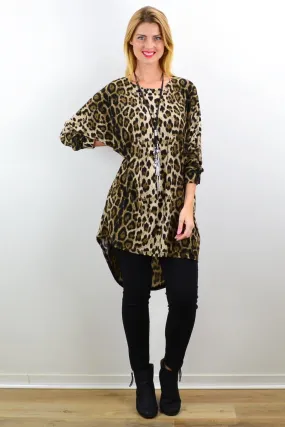 Lucy Leopard Relaxed Hi Low Hem Tunic Top