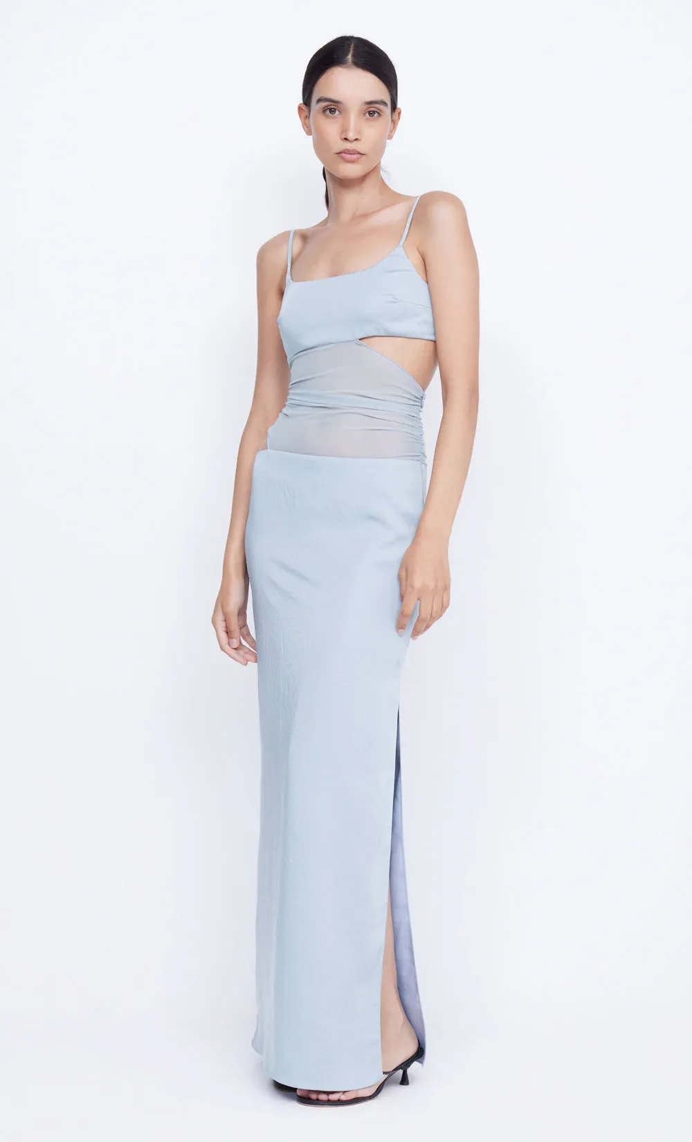 MARI LOU ASYM MAXI DRESS - DOVE BLUE