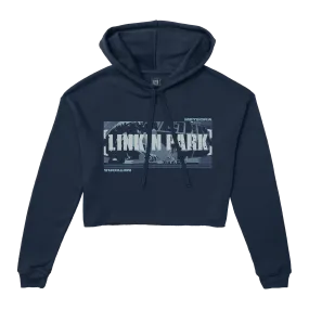 Meteora Blue Spray Navy Crop Hoodie