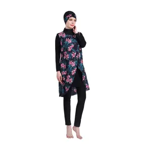 Modest Printed Four Pieces Set Burkini Muslim Swimsuit Swimwear