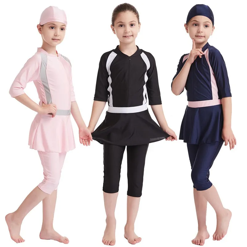 Muslim Girl Burkinis 3 Pieces Set Child Swimwear Swimsuit