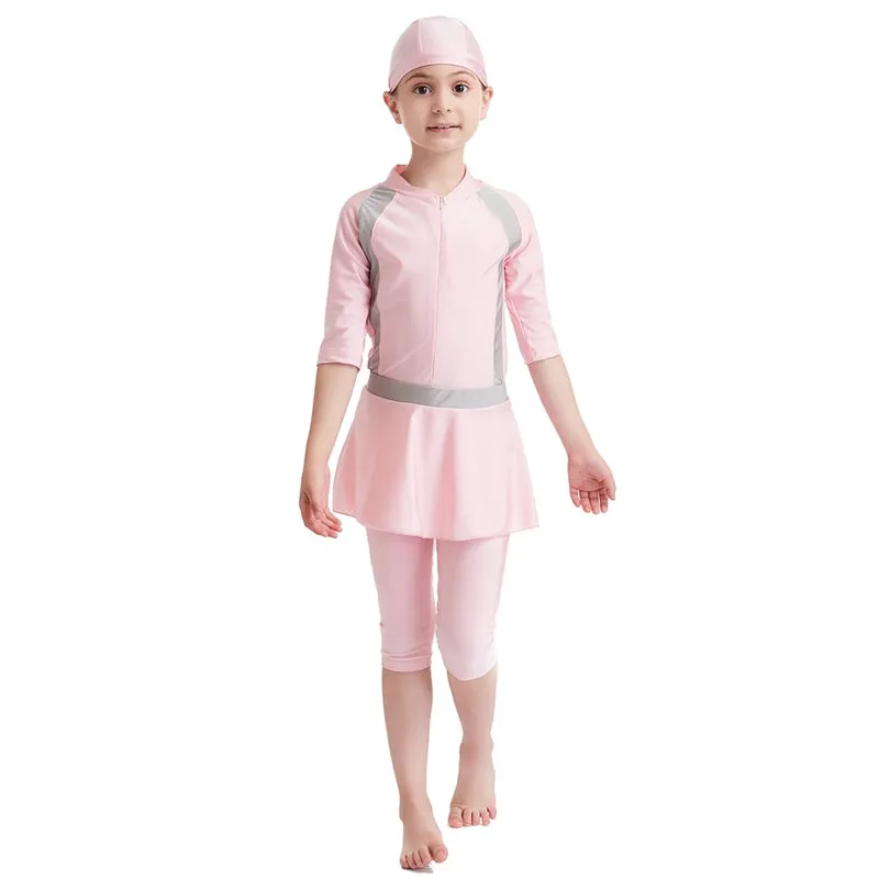 Muslim Girl Burkinis 3 Pieces Set Child Swimwear Swimsuit