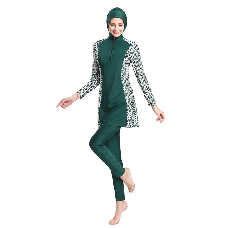 Muslim Women Swimwear Brukinis Printed Swimsuit