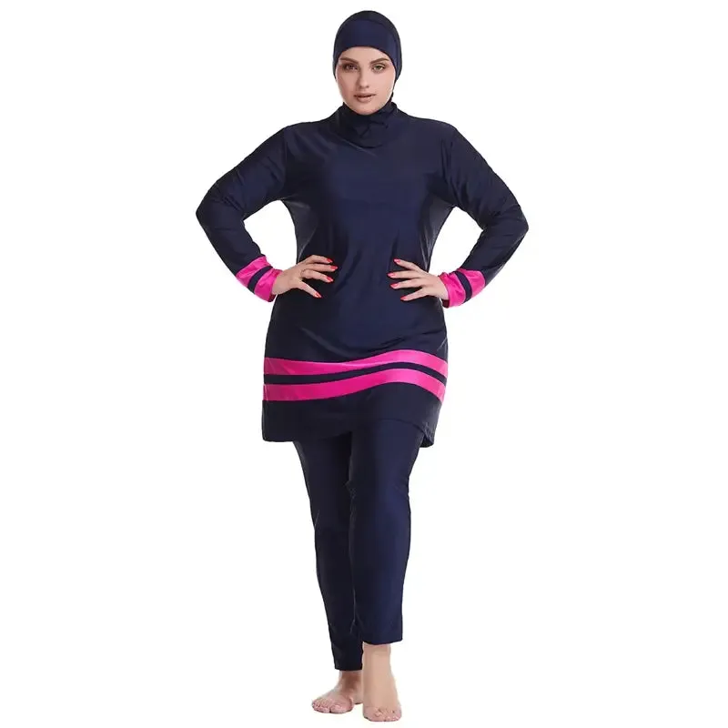 Plus Size Muslim Women Swimwear Swimsuit Burkinis 3 Pieces Set