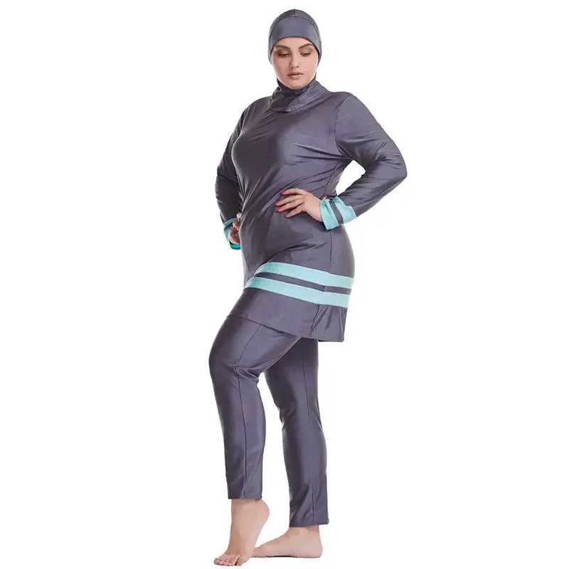 Plus Size Muslim Women Swimwear Swimsuit Burkinis 3 Pieces Set