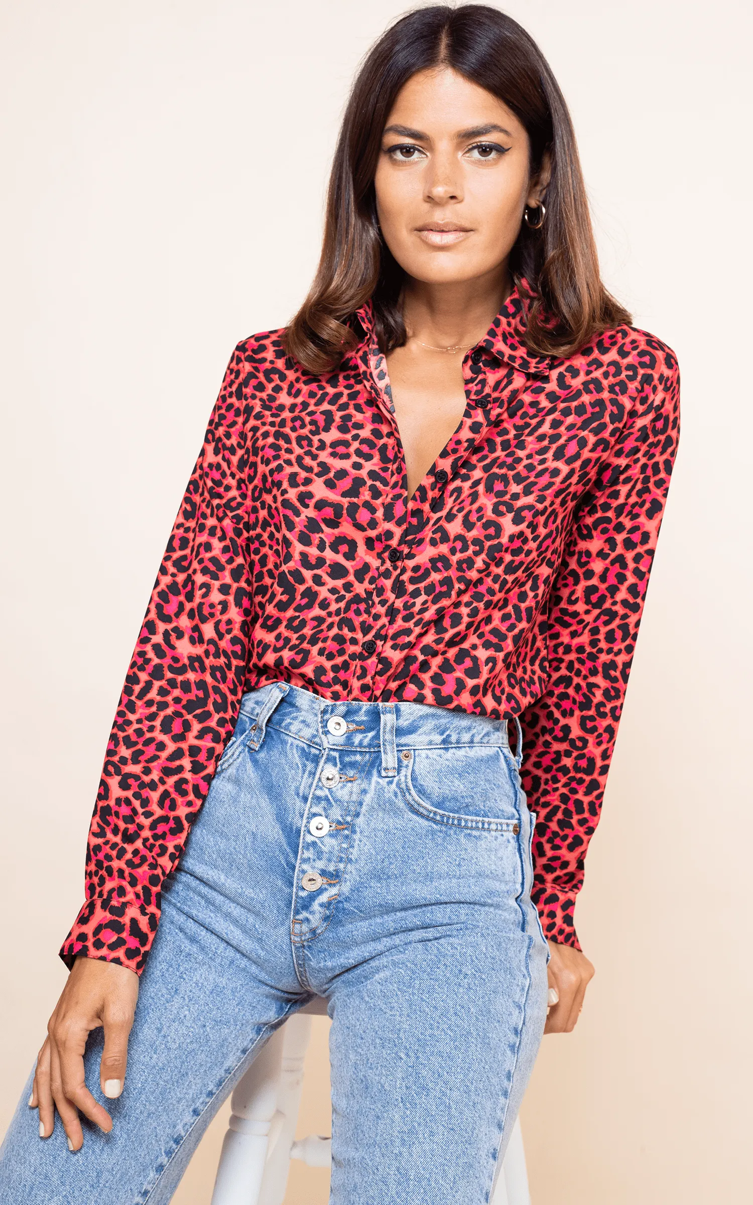 San Diego Shirt In Ruby Red Leopard