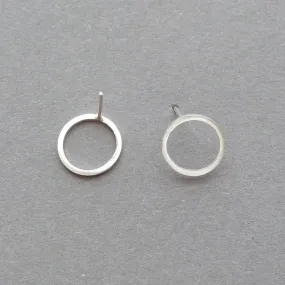 Silver Circle Stud Earrings