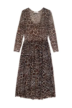 The Graham Classic Mesh Midi Dress- in New Leopard