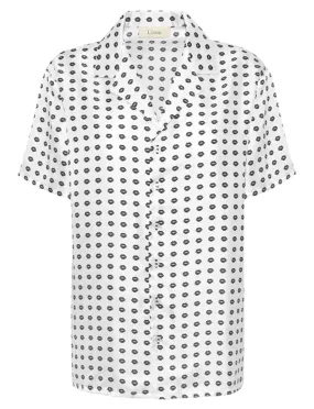 Victoire Womens Silk Black Lip Print Shirt