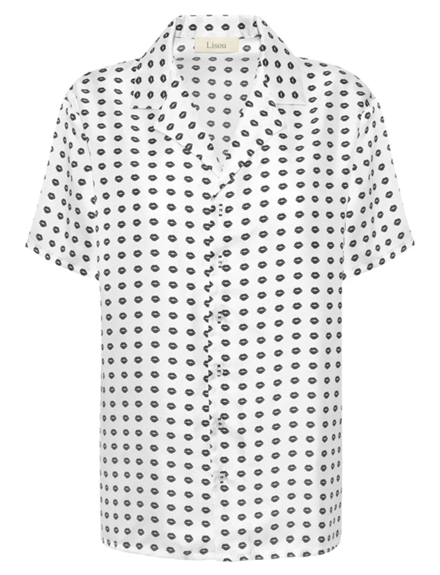 Victoire Womens Silk Black Lip Print Shirt